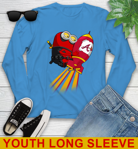 MLB Baseball Atlanta Braves Deadpool Minion Marvel Shirt Youth Long Sleeve 8