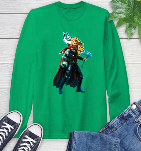 NFL Thor Avengers Endgame Football Minnesota Vikings Long Sleeve T-Shirt 7
