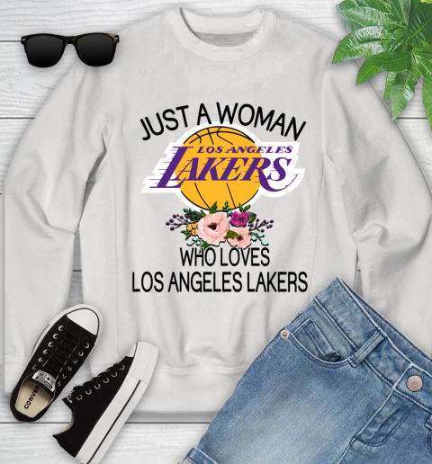 NBA Just A Woman Who Loves Los Angeles Lakers Basketball Sports Youth Sweatshirt