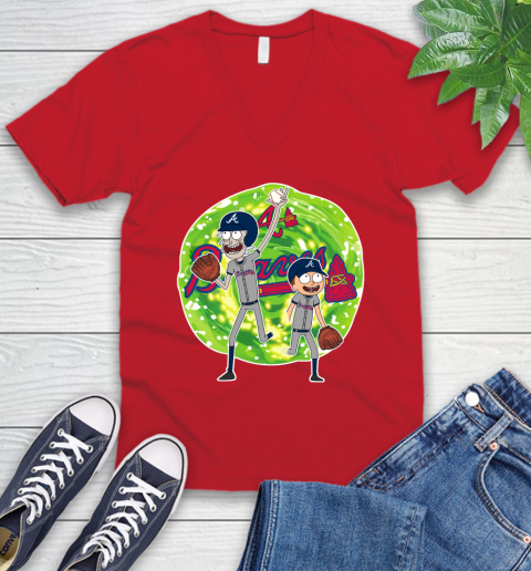 MLB Atlanta Braves Rick And Morty Baseball Sports V-Neck T-Shirt 7
