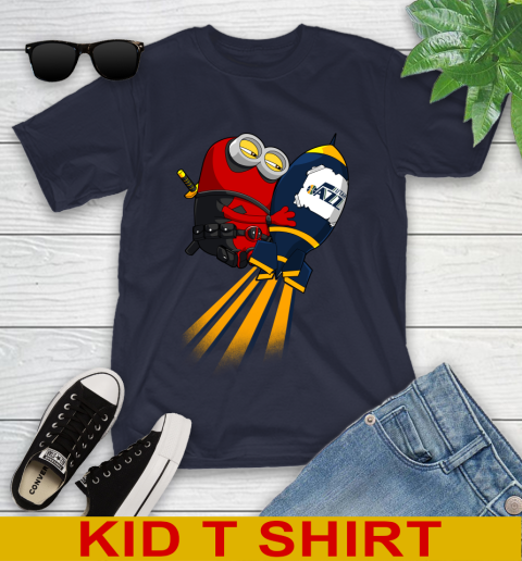 NBA Basketball Utah Jazz Deadpool Minion Marvel Shirt Youth T-Shirt 2