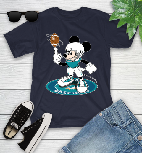 NFL Football Miami Dolphins Cheerful Mickey Disney Shirt Youth T-Shirt 3