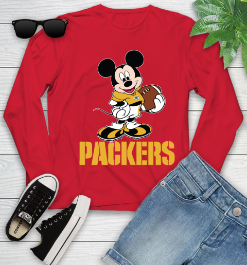 NFL Football Green Bay Packers Cheerful Mickey Mouse Shirt Youth Long Sleeve 11