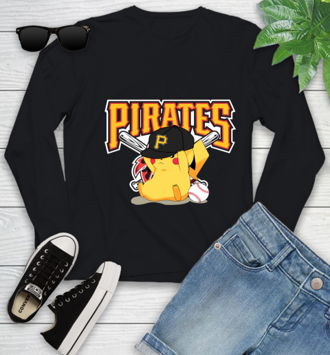 MLB Pikachu Baseball Sports Pittsburgh Pirates Youth Long Sleeve 2