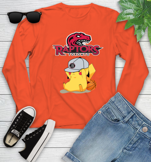 NBA Pikachu Basketball Sports Toronto Raptors Youth Long Sleeve 4
