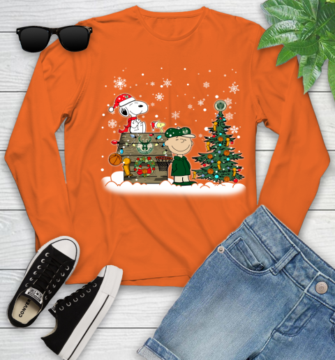 Milwaukee Bucks NBA Basketball Christmas The Peanuts Movie Snoopy Championship Youth Long Sleeve 3
