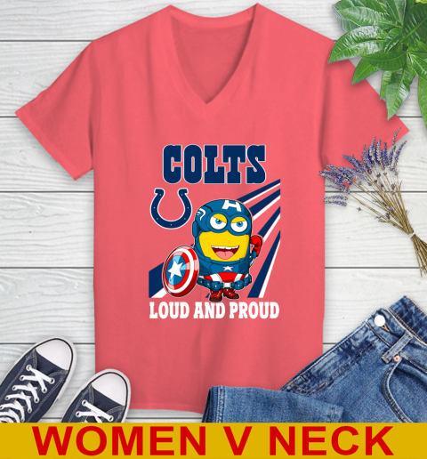 NFL Football Indianapolis Colts Captain America Marvel Avengers Minion Shirt Women's V-Neck T-Shirt 6