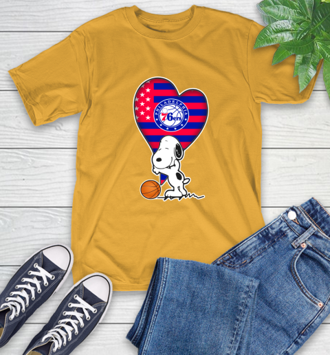Philadelphia 76ers NBA Basketball The Peanuts Movie Adorable Snoopy T-Shirt 3
