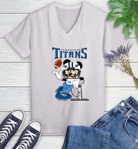 NFL Tennessee Titans Mickey Mouse Disney Super Bowl Football T Shirt Women's V-Neck T-Shirt