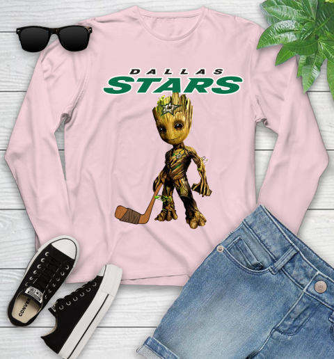 Dallas Stars NHL Hockey Groot Marvel Guardians Of The Galaxy Youth Long Sleeve 10