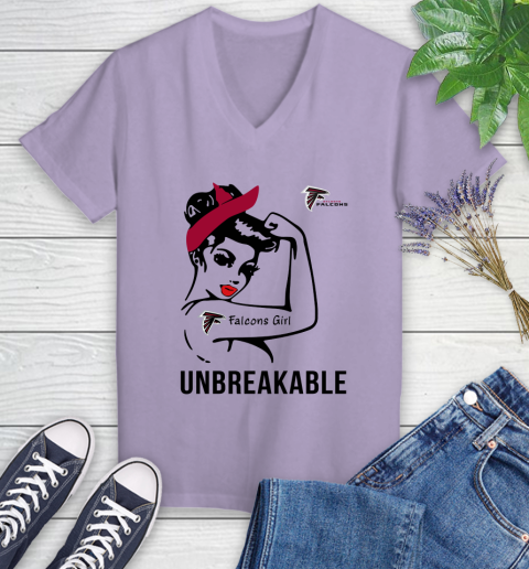NFL Atlanta Falcons Girl Unbreakable Football Sports Women's V-Neck T-Shirt 9