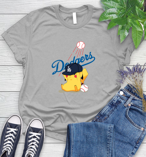 MLB Pikachu Baseball Sports Los Angeles Dodgers Women's T-Shirt 5