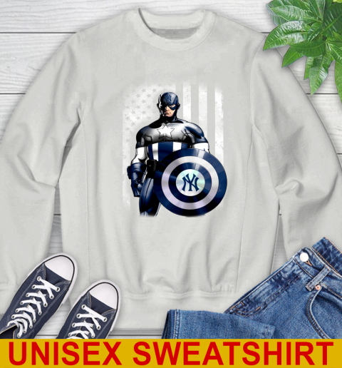New York Yankees MLB Baseball Captain America Marvel Avengers American Flag Shirt Sweatshirt 5
