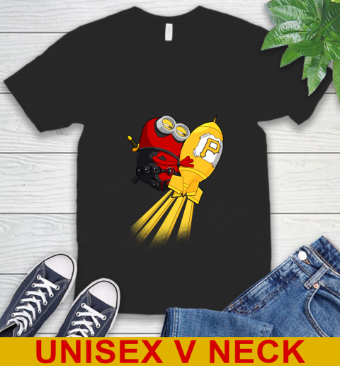 MLB Baseball Pittsburgh Pirates Deadpool Minion Marvel Shirt V-Neck T-Shirt