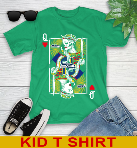 NFL Football Seattle Seahawks The Queen Of Hearts Card Shirt Youth T-Shirt 7