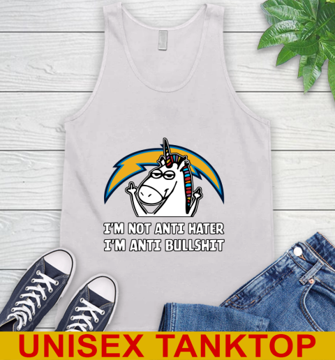 Los Angeles Chargers NFL Football Unicorn I'm Not Anti Hater I'm Anti Bullshit Tank Top