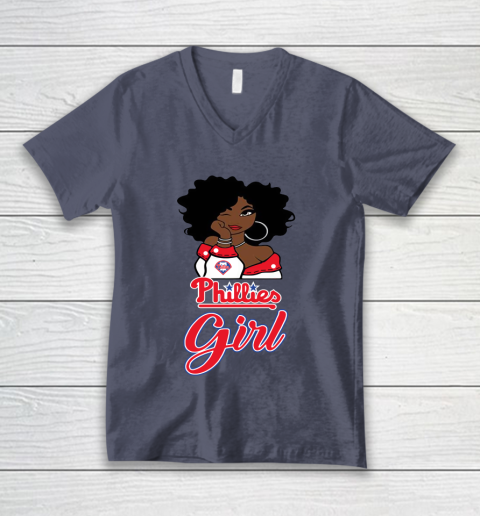 Philadelphia Philliess Girl MLB V-Neck T-Shirt 8