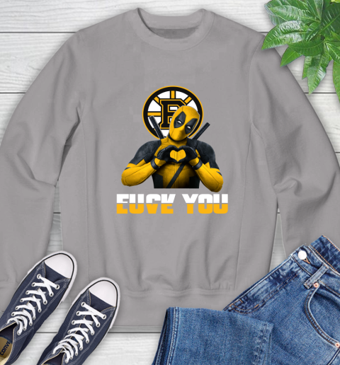 NHL Boston Bruins Deadpool Love You Fuck You Hockey Sports Sweatshirt 5