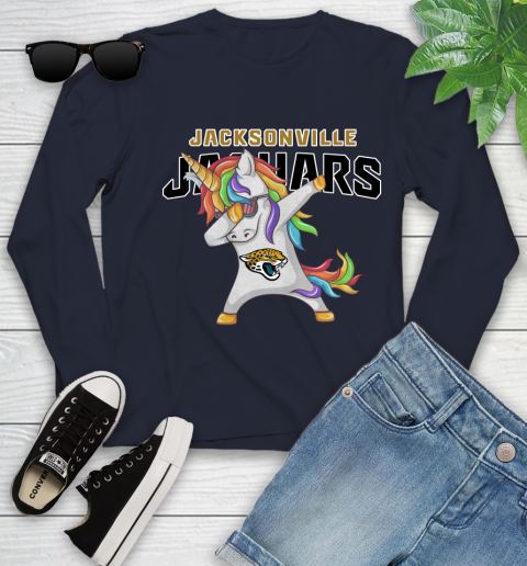 Jacksonville Jaguars NFL Football Funny Unicorn Dabbing Sports Youth Long Sleeve 3