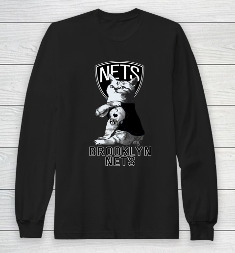 NBA Basketball My Cat Loves Brooklyn Nets Long Sleeve T-Shirt