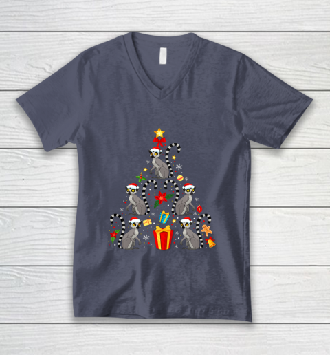 Lemur Christmas Ornament Tree Funny Gift V-Neck T-Shirt 7
