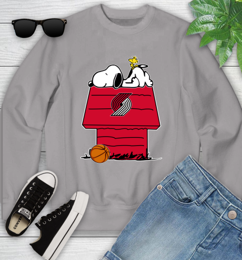 Portland Trail Blazers NBA Basketball Snoopy Woodstock The Peanuts Movie Youth Sweatshirt 4