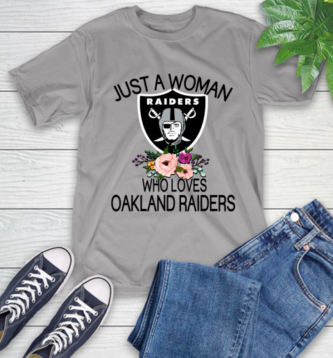 NFL Just A Woman Who Loves Oakland Raiders Football Sports T-Shirt 4