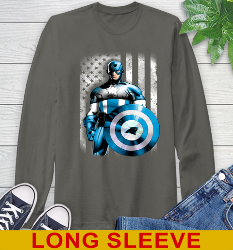 Carolina Panthers NFL Football Captain America Marvel Avengers American Flag Shirt Long Sleeve T-Shirt 10