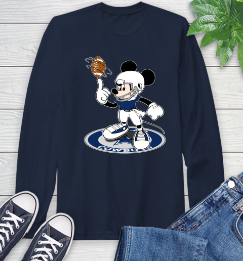 NFL Football Dallas Cowboys Cheerful Mickey Disney Shirt Long Sleeve T-Shirt 4