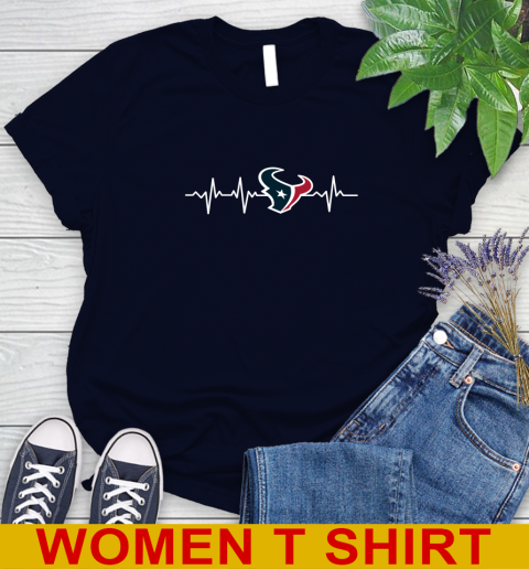 Houston Texans NFL Football Heart Beat Shirt Women's T-Shirt 2