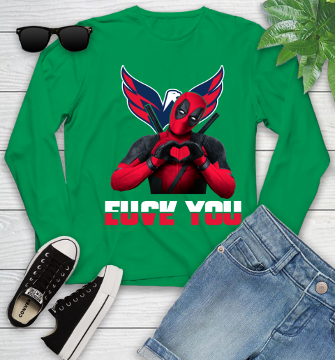 NHL Washington Capitals Deadpool Love You Fuck You Hockey Sports Youth Long Sleeve 7