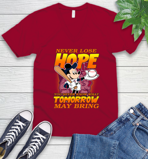 Minnesota Twins MLB Baseball Mickey Disney Never Lose Hope V-Neck T-Shirt 7