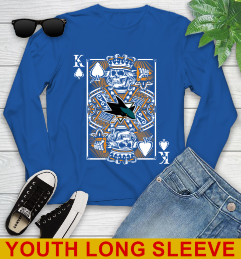 San Jose Sharks NHL Hockey The King Of Spades Death Cards Shirt Youth Long Sleeve 10