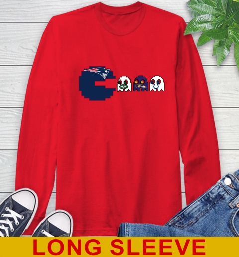 New England Patriots NFL Football Pac Man Champion Long Sleeve T Shirt