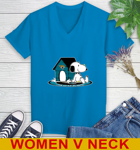 NFL Football Jacksonville Jaguars Snoopy The Peanuts Movie Shirt Women's V-Neck T-Shirt 8