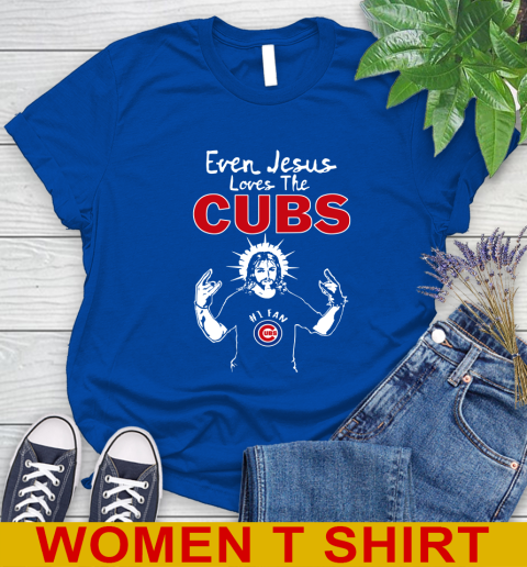 Chicago Cubs MLB Baseball Even Jesus Loves The Cubs Shirt Long