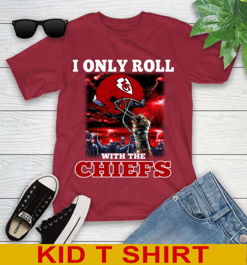 Kansas City Chiefs NFL Football I Only Roll With My Team Sports Youth T-Shirt 12