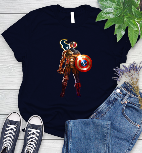 NFL Captain America Marvel Avengers Endgame Football Sports Houston Texans Women's T-Shirt 3