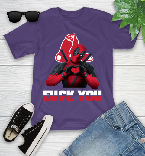 MLB Boston Red Sox Deadpool Love You Fuck You Baseball Sports Youth T-Shirt 3