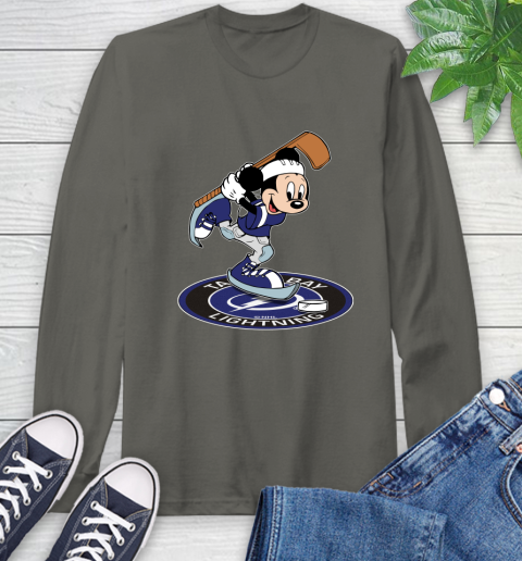NHL Hockey Tampa Bay Lightning Cheerful Mickey Disney Shirt Long Sleeve T-Shirt 9