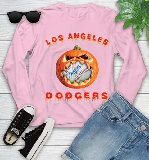 MLB Los Angeles Dodgers Halloween Pumpkin Baseball Sports Youth Long Sleeve 10