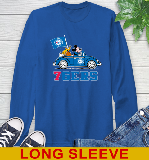NBA Basketball Philadelphia 76ers Pluto Mickey Driving Disney Shirt Long Sleeve T-Shirt 9