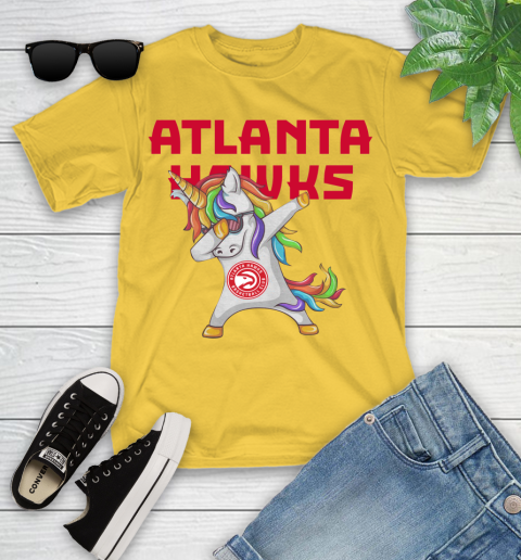 Atlanta Hawks NBA Basketball Funny Unicorn Dabbing Sports Youth T-Shirt 8