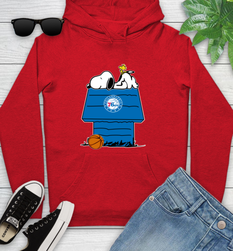 Philadelphia 76ers NBA Basketball Snoopy Woodstock The Peanuts Movie Youth Hoodie 11