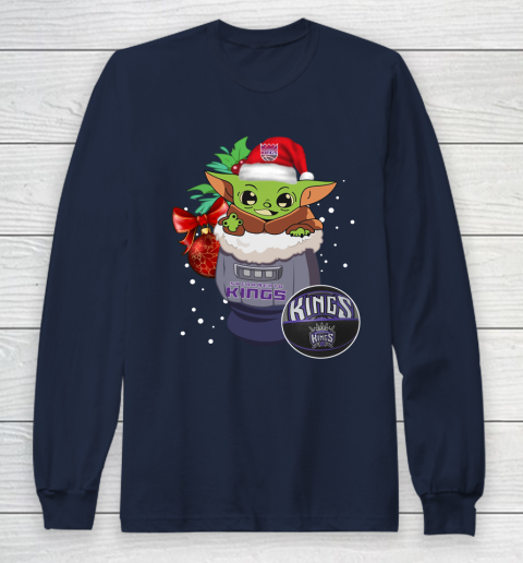 Sacramento Kings Christmas Baby Yoda Star Wars Funny Happy NBA Long Sleeve T-Shirt 4