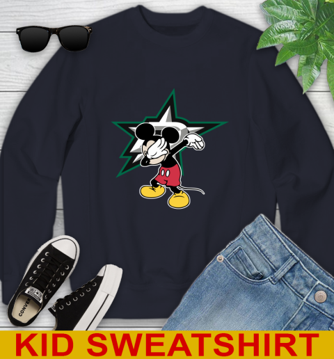 Dallas Stars NHL Hockey Dabbing Mickey Disney Sports Youth Sweatshirt 3