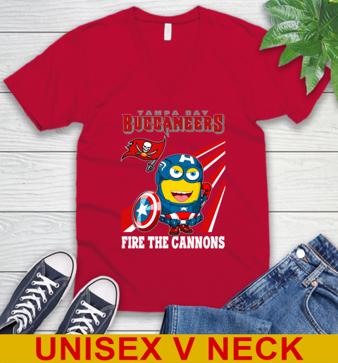 NFL Football Tampa Bay Buccaneers Captain America Marvel Avengers Minion Shirt V-Neck T-Shirt 6