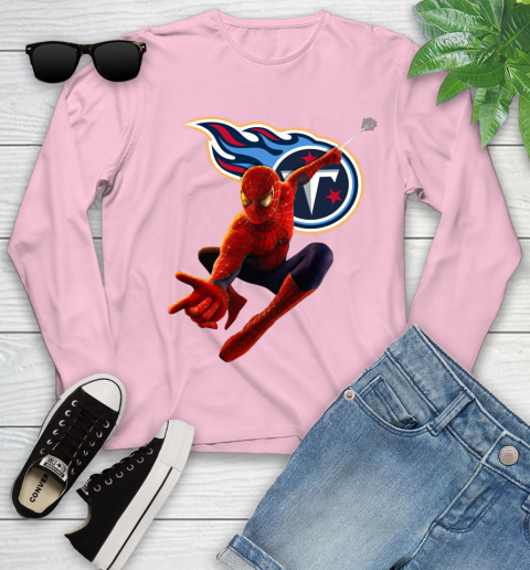 NFL Spider Man Avengers Endgame Football Tennessee Titans Youth Long Sleeve 10