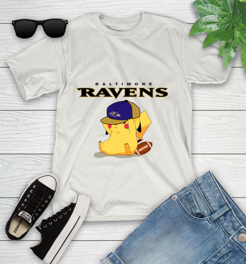 NFL Pikachu Football Sports Baltimore Ravens Youth T-Shirt 12