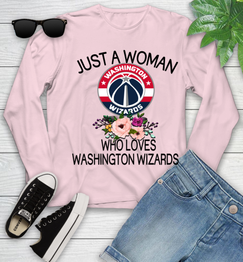 NBA Just A Woman Who Loves Washington Wizards Basketball Sports Youth Long Sleeve 7